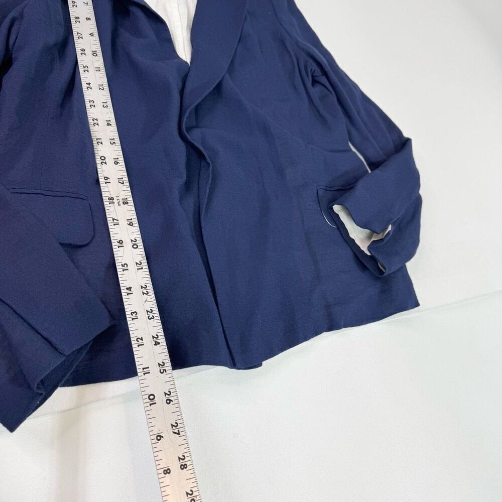 Joie Blazer Womens Size 8 Navy Blue Silk Blend Notch Collar Open Preppy Career - Picture 3 of 7